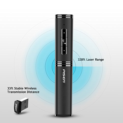 Pisen-Wireless-Presenter-Rechargeable-RF-24GHz-Remote-Pointer-Presentation-Clicker-USB-Remote-Control-Flip-Pen-for-PPT-Powerpoint-Slideshow-2500mAh-Portable-Power-Bank