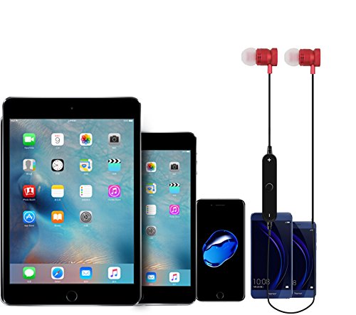 Bluetooth Headphones with Mic Bass Noise Cancelling, New Trent Bluetooth Sport HD Stereo Headset In-ear Earbuds Earphones with Flexible Ear Hooks (Red)