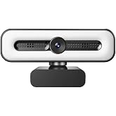 4K UHD Ring Light Webcam for PC, 1080P Web Camera with Dual AI Noise-Cancelling Mics, Auto Light Correction, Privacy Cover, 73&deg;FOV, PDAF Autofocus, Privacy Cover, for Streaming, Conference, Zoom