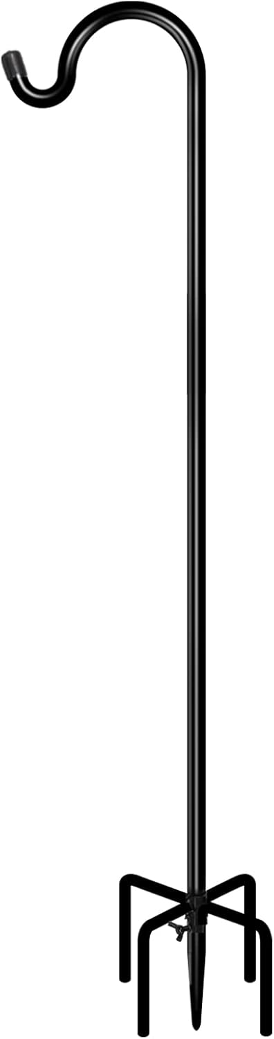 Outdoor Shepherd's Hooks - FEED GARDEN 76 Inch Outdoor Shepherd Hook Bird Feeder Pole with 5 Prong, 5/8 Inch Thick Adjustable Tall Garden Hanging Stake for Flower Basket, Lantern 1 Pack