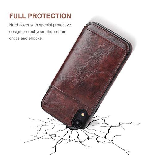 KIHUWEY iPhone XR Wallet Case Credit Card Holder, Premium Leather Kickstand Durable Shockproof