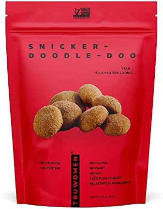 TRUWOMEN Plant Fueled Protein Cookies, Snicker-Doodle-Doo (9 Count)| Non-GMO, Vegan, Gluten Free, Kosher, Soy Free, Dairy Free, Healthy Snack, Natural Ingredients | 10g Protein