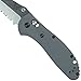 Benchmade - Griptilian 551-1 Knife, Serrated Drop-Point, Satin Finish, Gray Handle