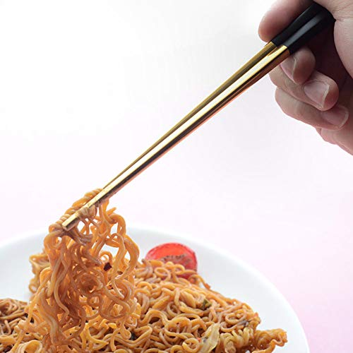 Chopsticks Reusable,Metal Chopsticks 5 Pairs Gift Set,304 Stainless Steel Chopsticks Dishwasher Safe