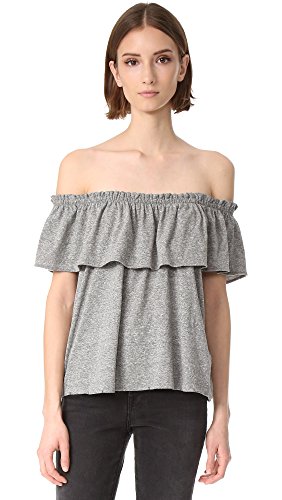 Current/Elliott Women's The Ruffle Top, Heather Grey, 0