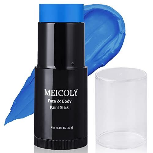 MEICOLY Blue Face Paint Stick(1.06 Oz), Scary Clown Blue Makeup Face Painting,Blue Eye Black