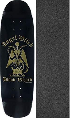 Blood Wizard Skateboards Chris Gregson Angel Witch Skateboard Deck - 8.88" x 32.12" with Black Magic Black Griptape - Bundle of 2 Items