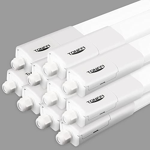 TONFFI 10 Stück LED Feuchtraumleuchte 150CM, 60W 7000LM 4000K Neutralweiß Verknüpfbar LED Deckenleuchte Röhre, IP69 Wasserfest Wannenleuchte Werkstatt
