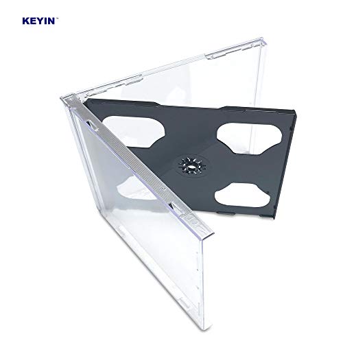 KEYIN Standard Black Double CD Jewel Cases - Premium, 25 Pack