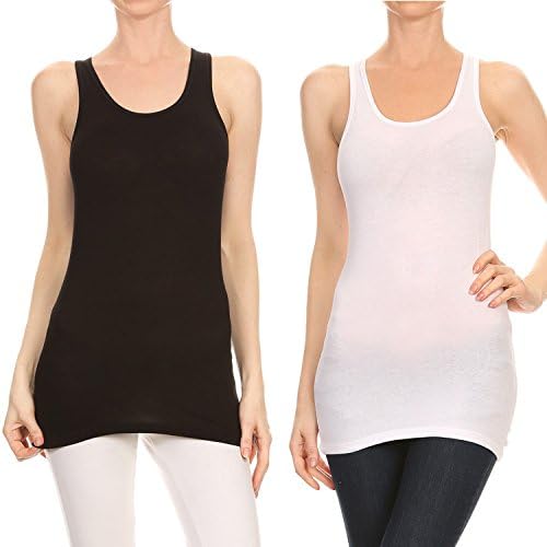RouA 210S-03 Basic Workout Racerback Round Neck Tank Top Bl,Wt (L)