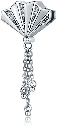Soulove Chinese Fan 925 Sterling Silver Bead for Snake Chain Charm Bracelet