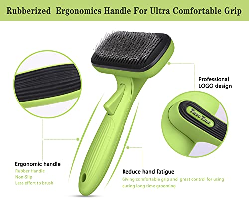 TiRAC TiRiC Self Cleaning Grooming Dematting Tool for Large&Small Dogs Cats,Stainless Steel Rake Comb,Pet Undercoat… - Image 4
