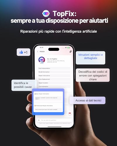 TOPDON TopScan Master Car Diagnosis, OBD2 Professional Bluetooth Diagnostic in Italian, Car Scanner for iOS and Android, 30+ Reset Services, Active Test, CAN FD&DoIP, FCA/Nissan/Renault SGW