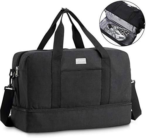 HOKEMP Gym Bag For Women Men Sport Duffel Bag with Shoes Compartment, Swim Bag Travel Tote Luggage Shoulder Bag (Black) 1 HOKEMP Gym Bag For Women Men Sport Duffel Bag with Shoes Compartment, Swim Bag Travel Tote Luggage Shoulder Bag (Black)
