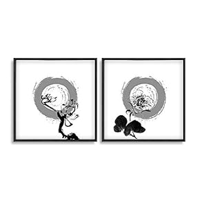2 Piece Framed Canvas Wall Art for Living Room, Bedroom Ink Theme Canvas Prints for Home Decoration Ready to Hang - 16"x16"x2 Panels