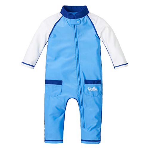 UV SKINZ UPF50+ Baby Boy Sun & Swim Suit-Ocean Blue/White-6/12m