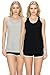 EttelLut Loose Fit Relaxed Flowy Knit Exercise Tank Tops for Women: Workout Jersey Sexy Pack Black/Gray XL