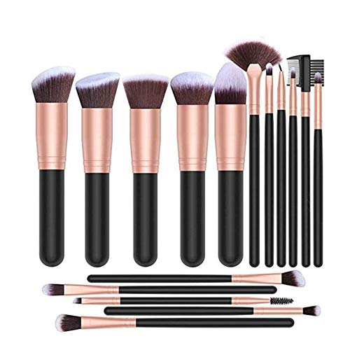 MAXZO Makeup Brushes Set Professional 16-Piece Make Up Brushes Premium Synthetic Foundation Brush Blending Face Powder Blush Concealers Eye Cosmetics Make Up Brush Kits (Rose Gold)