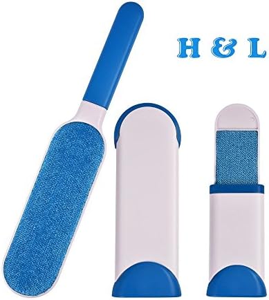 Pet Fur Lint Remover Wizard with Self Cleaning Brush Base Double Sided Brush for Cloths &amp; Furnitures Extra Travel Brush Dogs Cats Hair Remover
