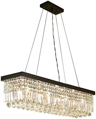 NAUY Black Rectangular Restaurant Chandelier European LED Crystal Lamp Modern Minimalist Creative Bedroom Lamps (Size : 40 * 25cm)