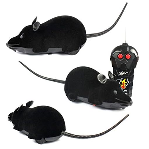 GOTD Scary RC Remote Controller Simulation Plush Mouse Mice Kid Toy Gift - Black
