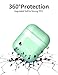 JOYROOM AirPods Case Cover, Premium Protective Skin for Apple AirPods Charging Case (Also Fit Latest Model AirPods 2), with Keychain, Cleaning Brush, Anti-Lost Silicone AirPods Strap - Mint Green