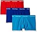 Calvin Klein Men's Underwear 3 Pack Cotton Stretch Low Rise Trunks, Prussian/Orange Rouge/Paradise, L