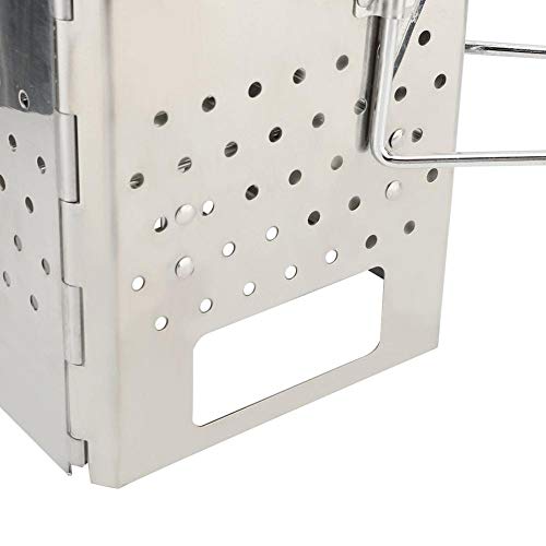 Charcoal Starter, Stainless Steel Portable Folding Barbecue Charcoal Grill Chimney Starter Stove for Camping Picnic Outdoor Cooking Accessories