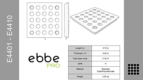 Ebbe E4401 Square Drain Grate, E4022 ABS Clamp Collar w/ Drain Riser, Hair Trap & T-Puller - Thumbnail 6