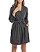 HOTOUCH Womens Robes Knee Length Lightweight Robe 3/4 Sleeves Cotton Bathrobe for Sleepwear Gray M