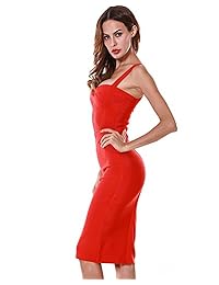 UONBOX vestido de fiesta de noche con correa de espagueti para mujer