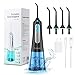 Cordless Water Flosser Teeth Cleaner, 300ML Portable and USB Rechargeable Oral Irrigator for Travel, IPX7 Waterproof, 4-Mode with 4 Jet Tips, Essential for Braces, Bridges & implants Care