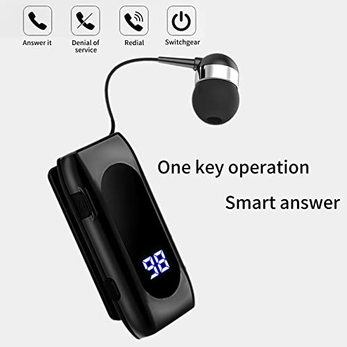 SUNSEATON Retractable Wired Business Bluetooth Headset, Wireless Headset with Microphone, Bluetooth V5.2, Handsfree, Compatible for Universal Smartphone (Black)