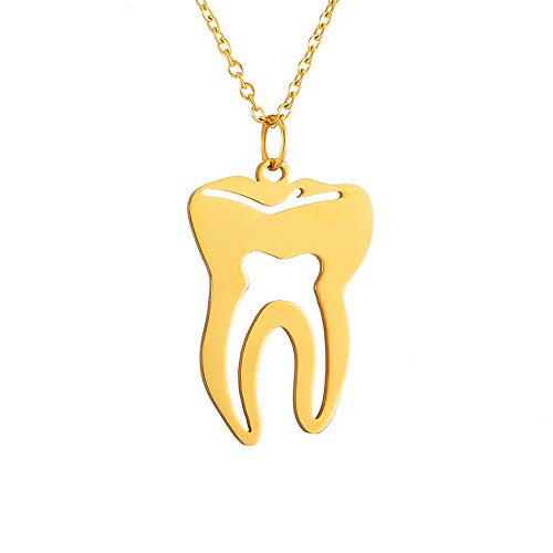 AOCHEE Medical Tooth Pendant Charm Necklace Jewelry for Dentist Doctor Nurse Gift (Gold2) at Amazon