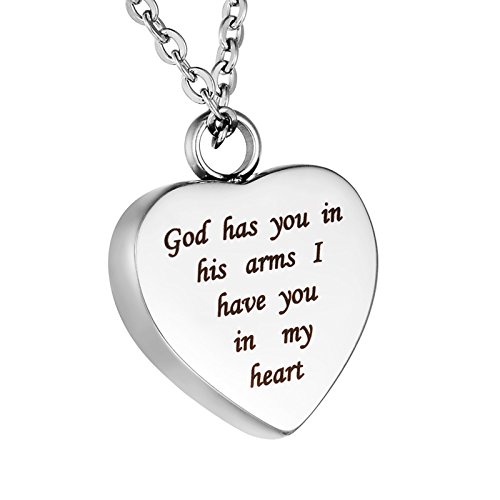 Cremation Ashes Necklace "God Has You in His Arms I Have You in my Heart" Keepsake Memorial Pendant (God Has You in His Arms I Have You in my Heart) (God Has You in His Arms I Have You in my Heart) - Thumbnail 5