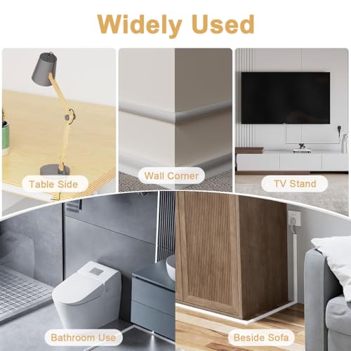 Floor Cord Cover 5m/16.4ft, Self-Adhesive Wire Cover Raceway PVC Cable Concealer with Prevent Tripping, Flexible On-Wall Cable Hider, White Cable Protector Channels Wire Management for TV Home Office