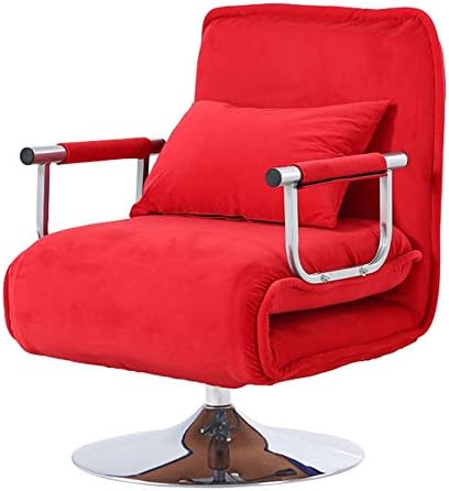 Bseack リクライニングチェア 折りたたみ椅子ランチブレイク5速調整360 回転背もたれ座って横になっているバルコニーラウンジチェア 安全 赤 色