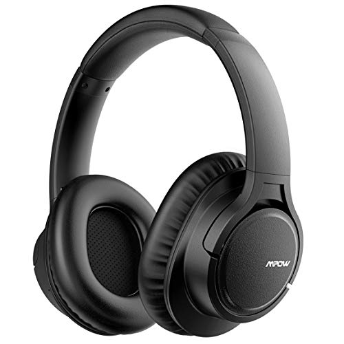 Mpow H7 Bluetooth Headphones Over-Ear, 18h Playtime, CVC 6.0, Wireless Headphones with Hi-Fi Stereo and Mic, Comfortable Memory-Protein, Wireless and Wired Mode for Cellphone/Tablet-Black