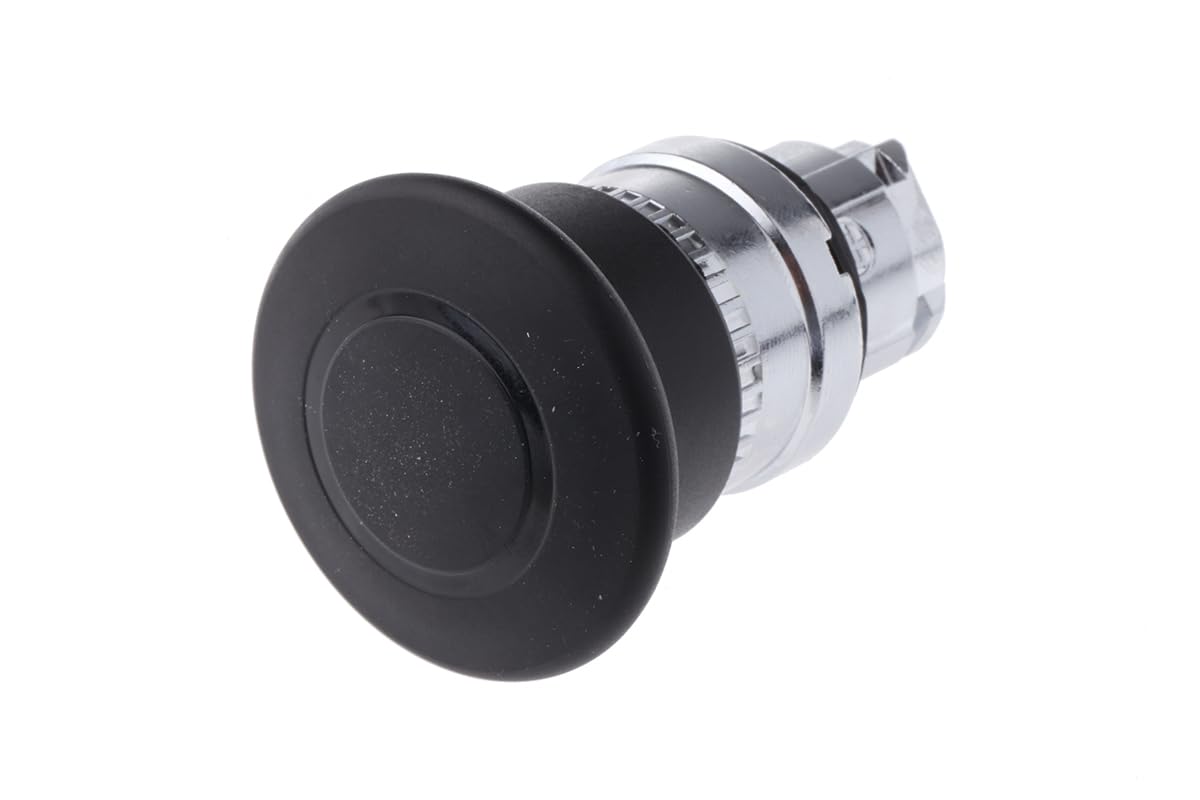 Schneider Electric, Harmony, ZB4BT2, Black Ø40 mushroom pushbutton head Ø22 latching push-pull