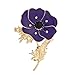 Enamel Crystal Flowers Poppy Brooch Pins for Women Soldier Remembrance Day Gifts Jewelry (Purple)