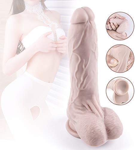 Beginner Dildò 8.2 Inch Dildò with Hands-Free Suction Cup for Female Massage (Flesh)