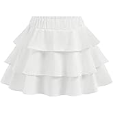 OYOANGLE Girl's Cute Ruffle Mini Skirt Y2K Elastic High Waist Tiered Flared Short Skirts