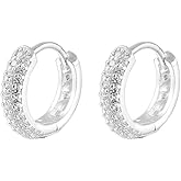 14K Gold Round Hoop Earrings for Women,Dainty Moissanite Huggie Earrings,Fashion Jewelry Gift for Her