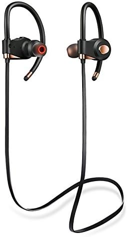 Bluetooth Headphones, ANCREU Wireless Sports Earphones with Microphone, Lightweight In-Ear Earbuds for Running Gym Workout Stereo Bass Sweatproof for iPhone Samsung, 6 Hours Playtime (Gold)