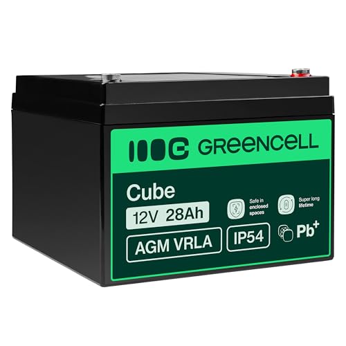 Green Cell AGM 12V 28Ah VRLA Bleiakku für Wohnmobile und Photovoltaik