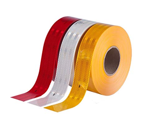 LADWA High Intensity Reflective Conspicuity Tape, 2 inch Width x 1 Feet, Yellow/Red/White LADWA High Intensity Reflective Conspicuity Tape, 2 inch Width x 1 Feet, Yellow/Red/White