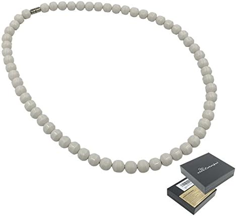 EleeColorful Health Ion Tourmaline Beads Stretch Necklace Chain Balance w/Box/ (White)