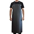 LRUUIDDE Waterproof Rubber Vinyl Apron Black - 43" Light Duty Aprons -Industrial Chemical Resistant Plastic, Long Black Apron