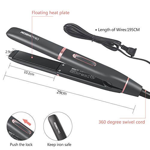Hair Straightener Professional Glider Ceramic Tourmaline Ionic Flat Iron Straightens & Curls for All Hair Types Plate-Worldwide Voltage Gentleman Black