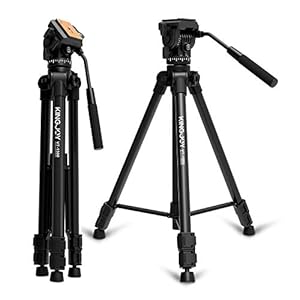 KingJoy 66” Camera Tripod Aluminum Alloy Video Tripod for Canon Nikon DSLR Cameras with 1/4″ Screws Fluid Pan Drag Head Carry Bag Max Load 22 lbs